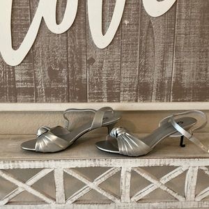 Silver kitten heels/ sandals